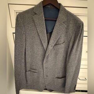 Peter Millar Sport Coat Mens 44L Gray Heather Gray Wool Silk Blend Business